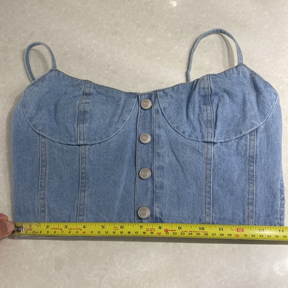 New Moon River Demin Jean Bustier Wrap top.Size M blue ⭐️⭐️⭐️⭐️ - Picture 15 of 16